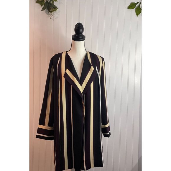 Chicos Womens Striped Open Front Blazer Jacket 2P Polyester - Picture 7 of 16